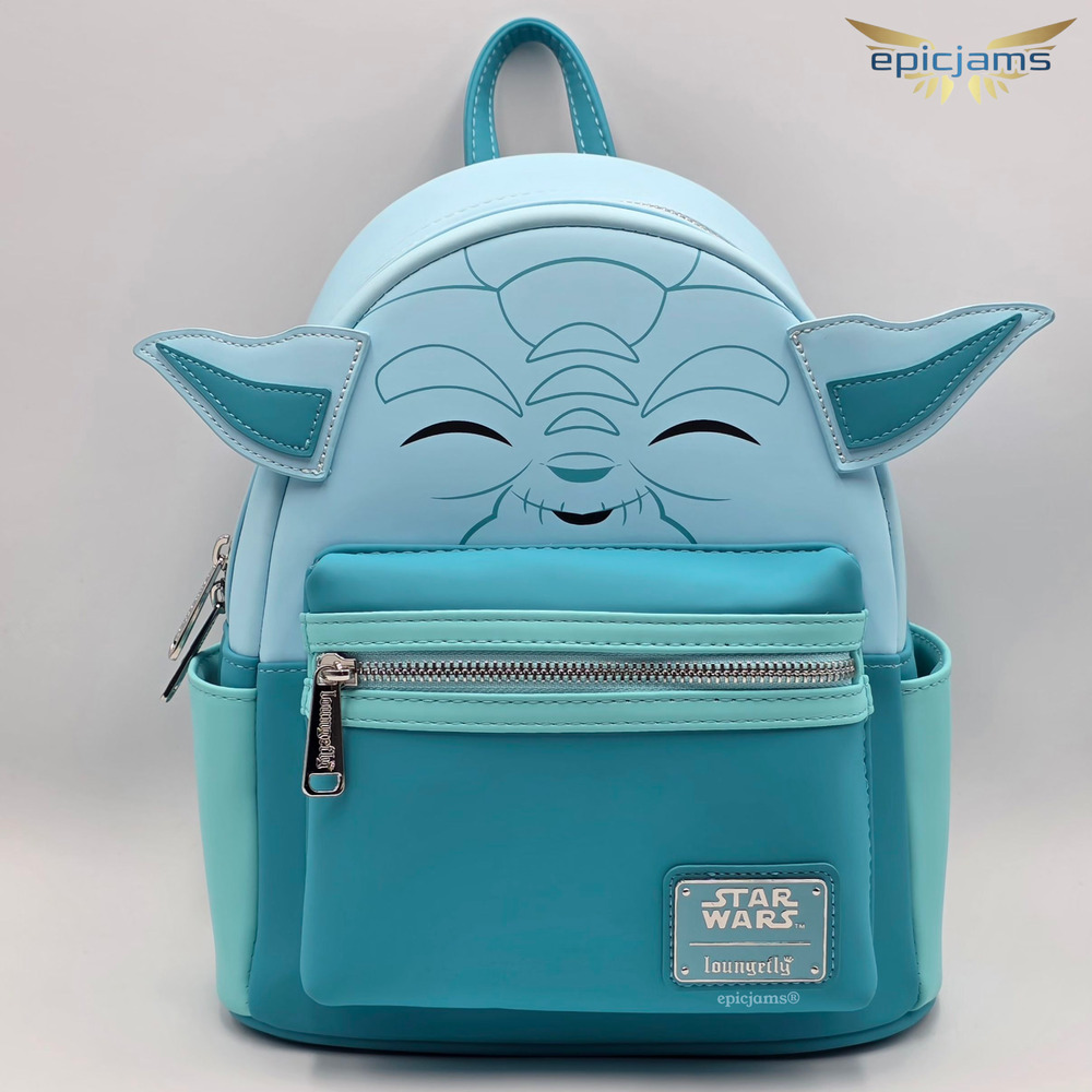 Loungefly Star Wars Yoda Glow In The Dark Blue Mini Backpack New